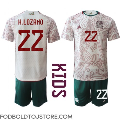 Mexico Hirving Lozano #22 Udebanesæt Børn VM 2022 Kortærmet (+ Korte bukser)